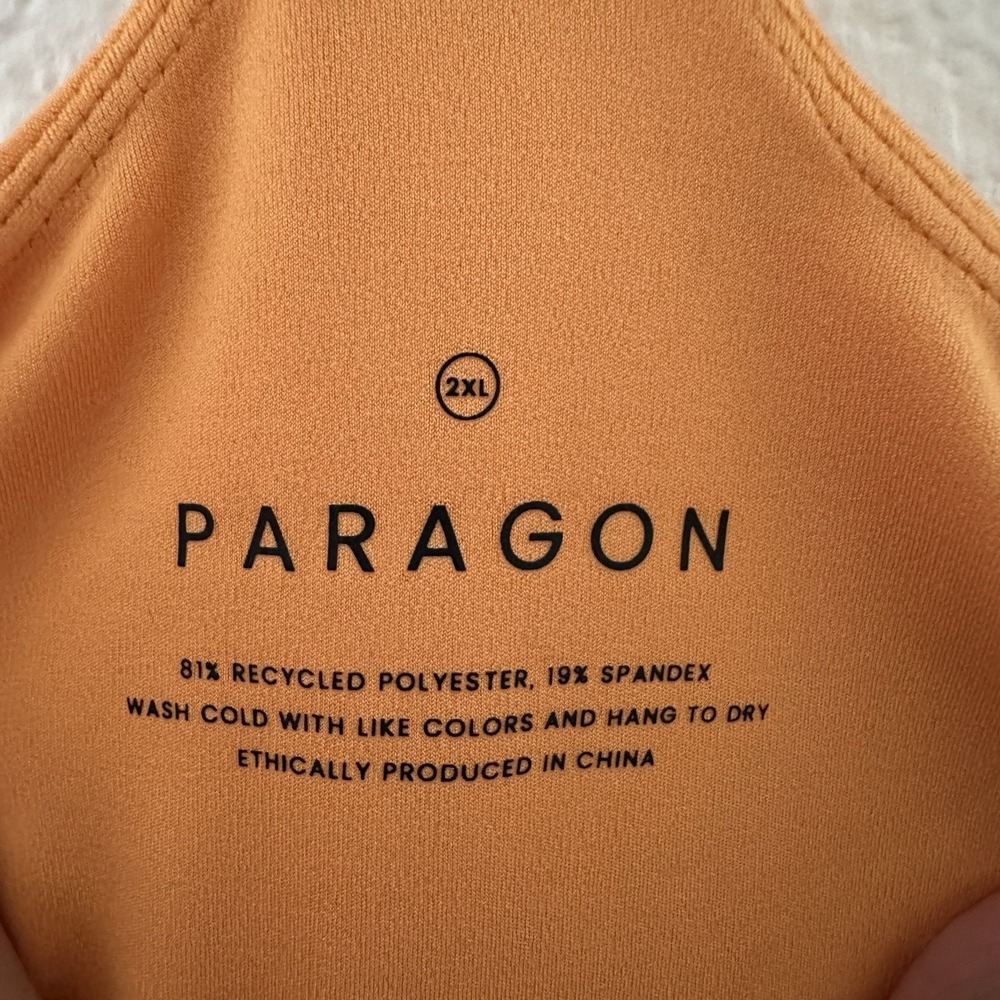 Paragon Sports Bra Women 2XL Orange Racerback Removable Pads Athletic Crop Top - Picture 3 of 9